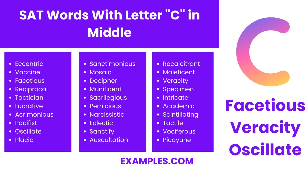 sat words with letter c in middle