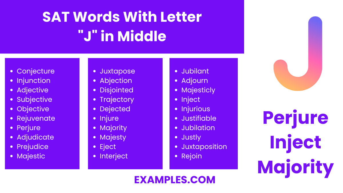 sat words with letter j in middle