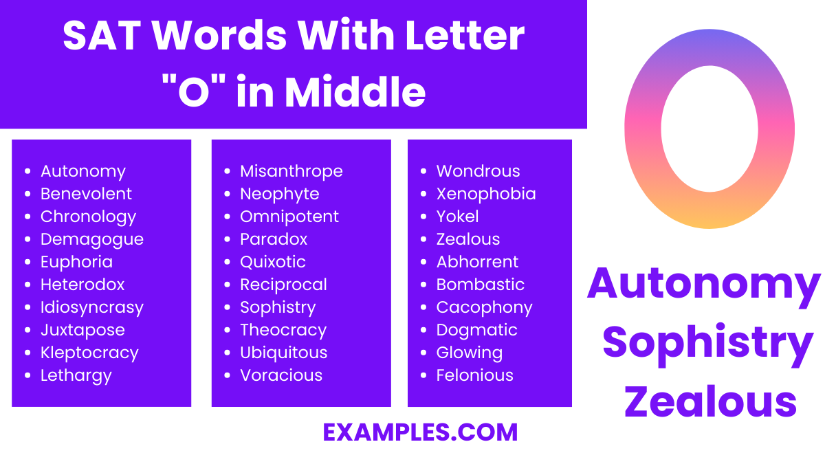sat words with letter o in middle