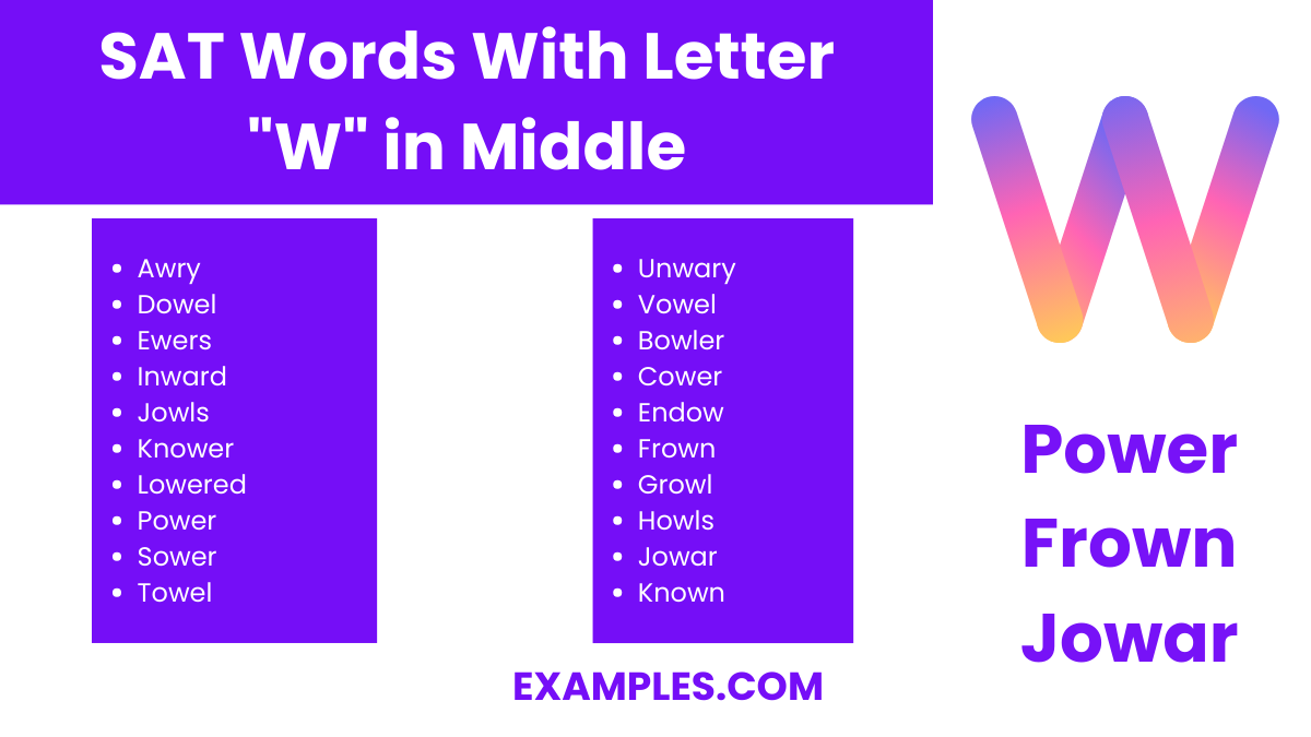 sat words with letter w in middle