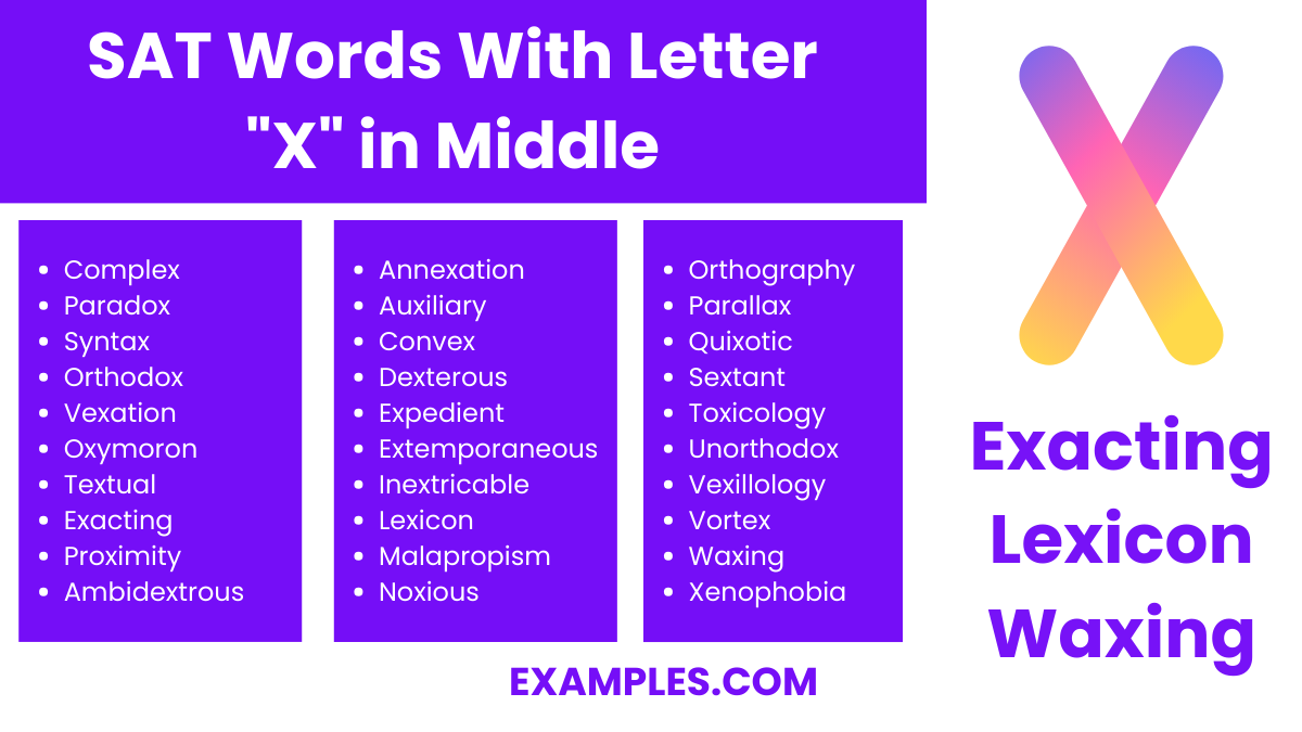 sat words with letter x in middle