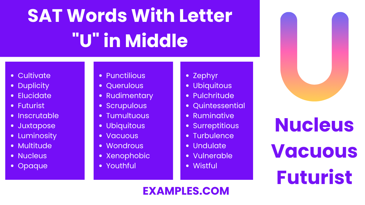 sat words with letters u in middle