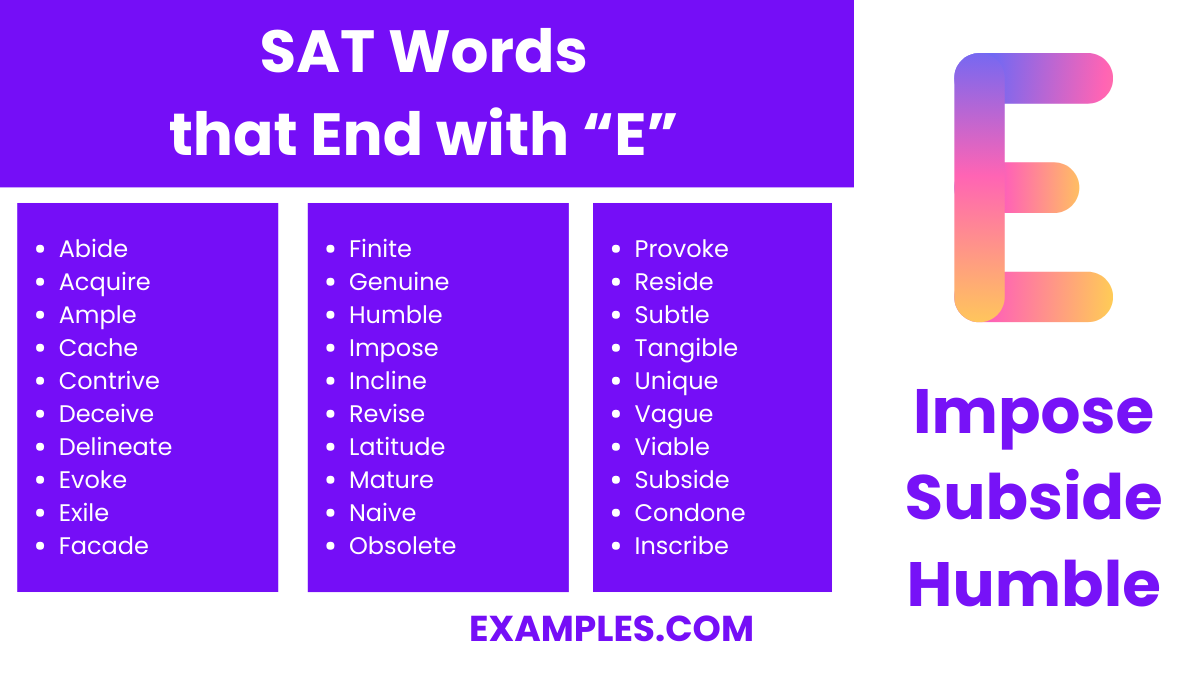 sat words that end with e