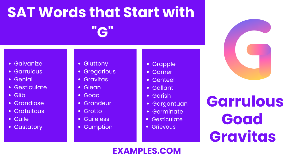 sat words that start with g