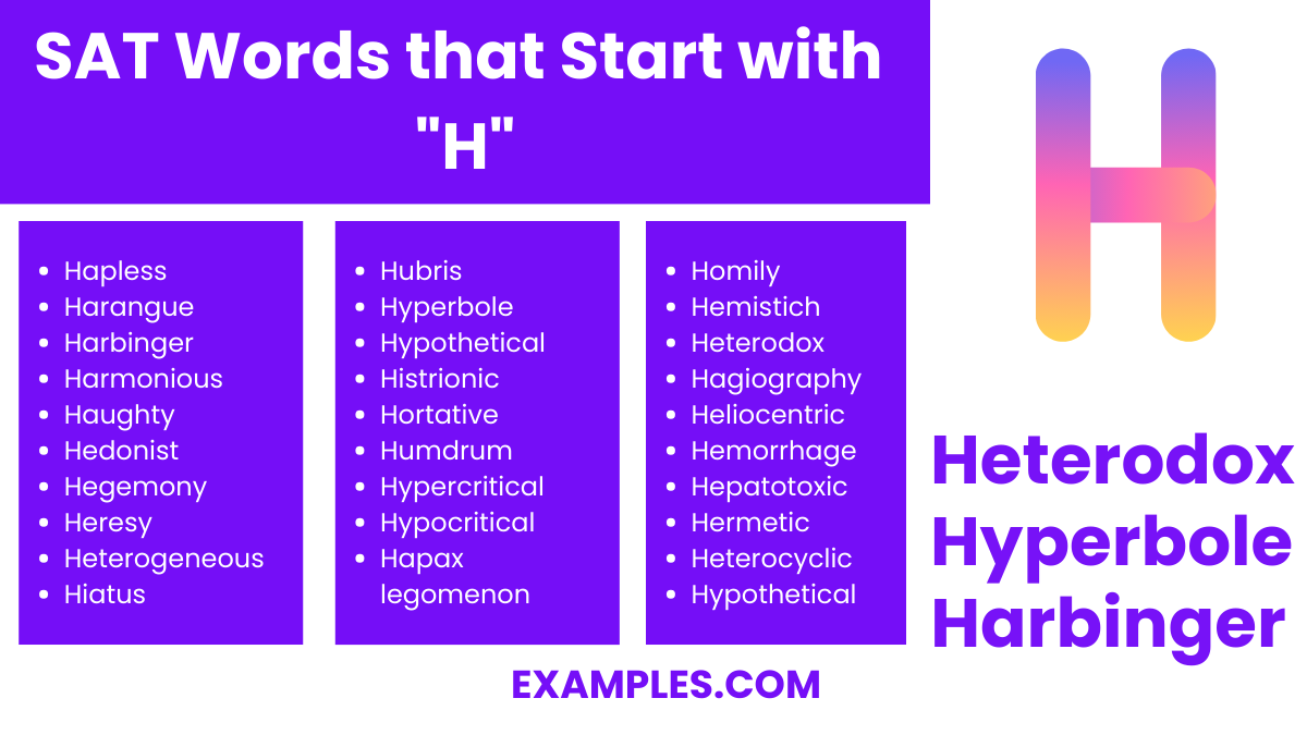 sat words that start with h