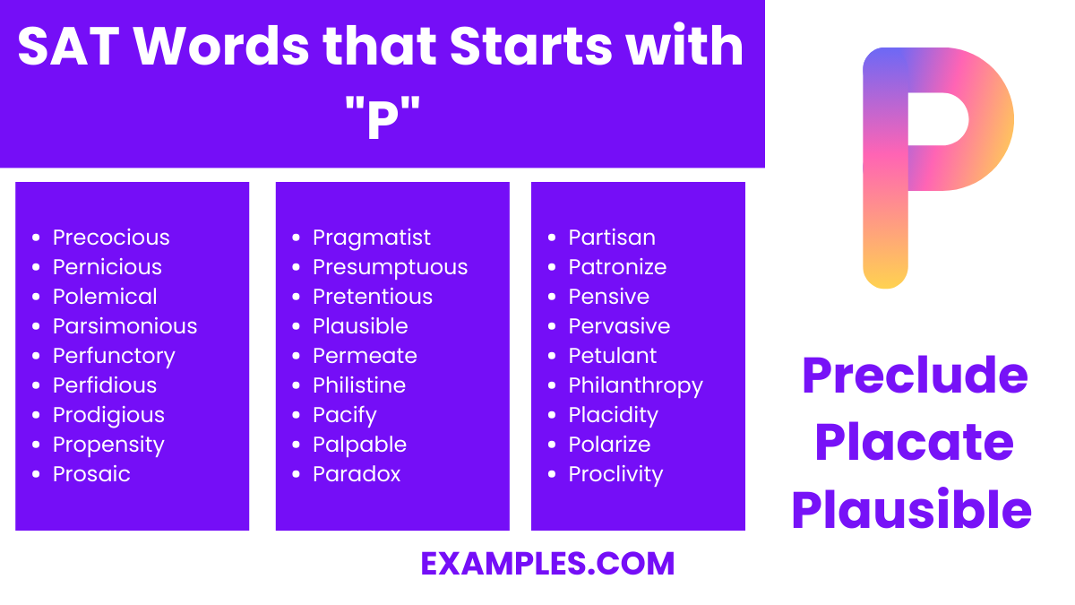 sat words that start with p