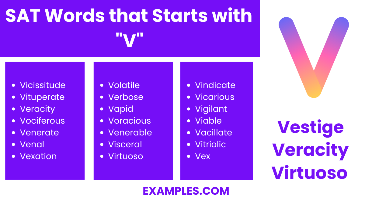 sat words that start with v