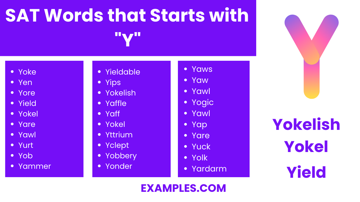 sat words that start with y