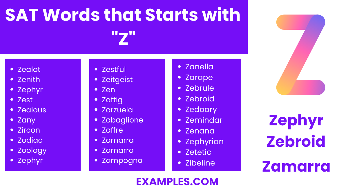 sat words that start with z