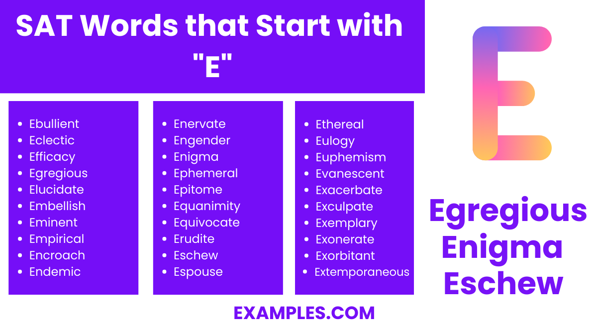 sat words that starts with e