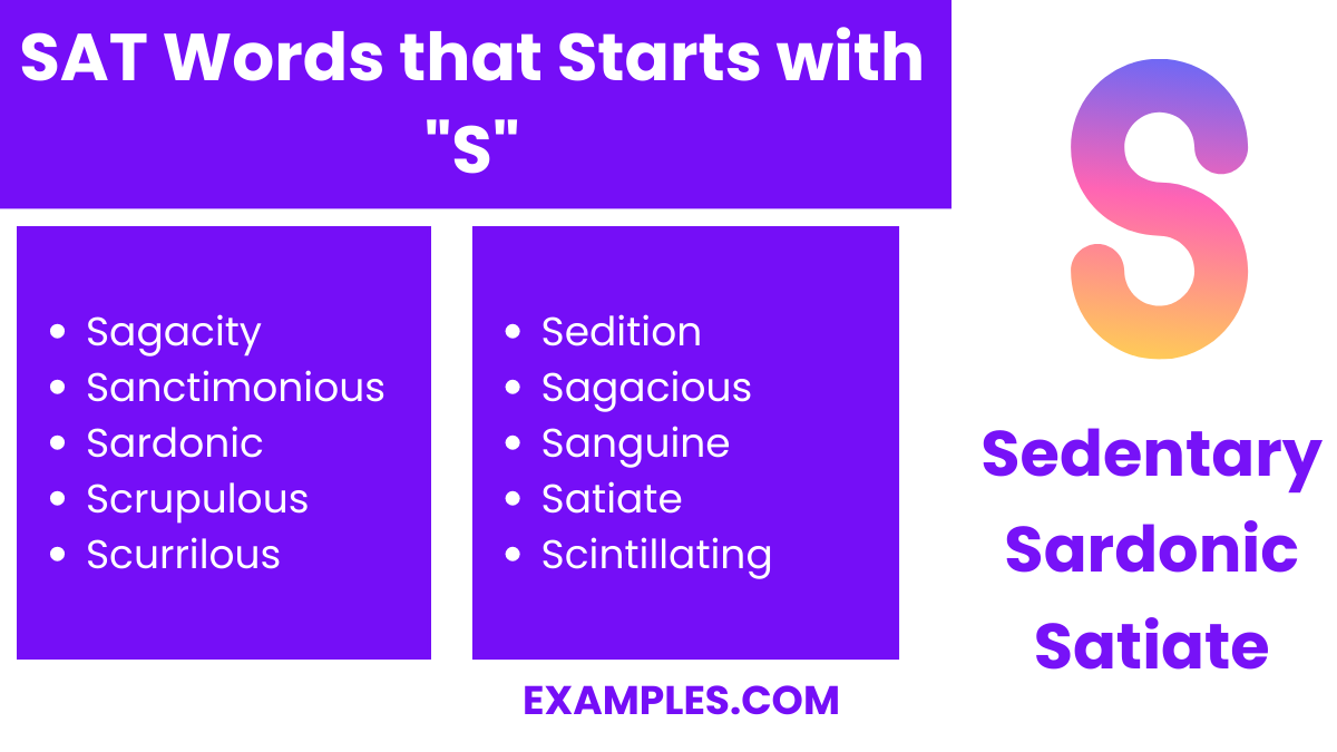 sat words that starts with s