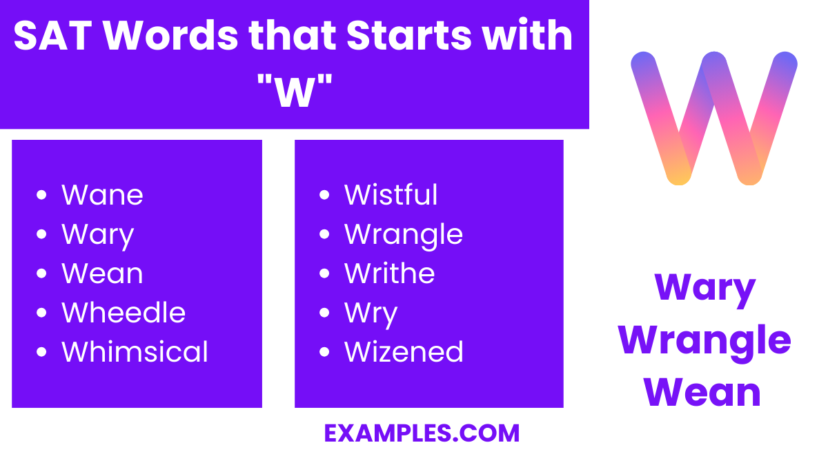 sat words that starts with w