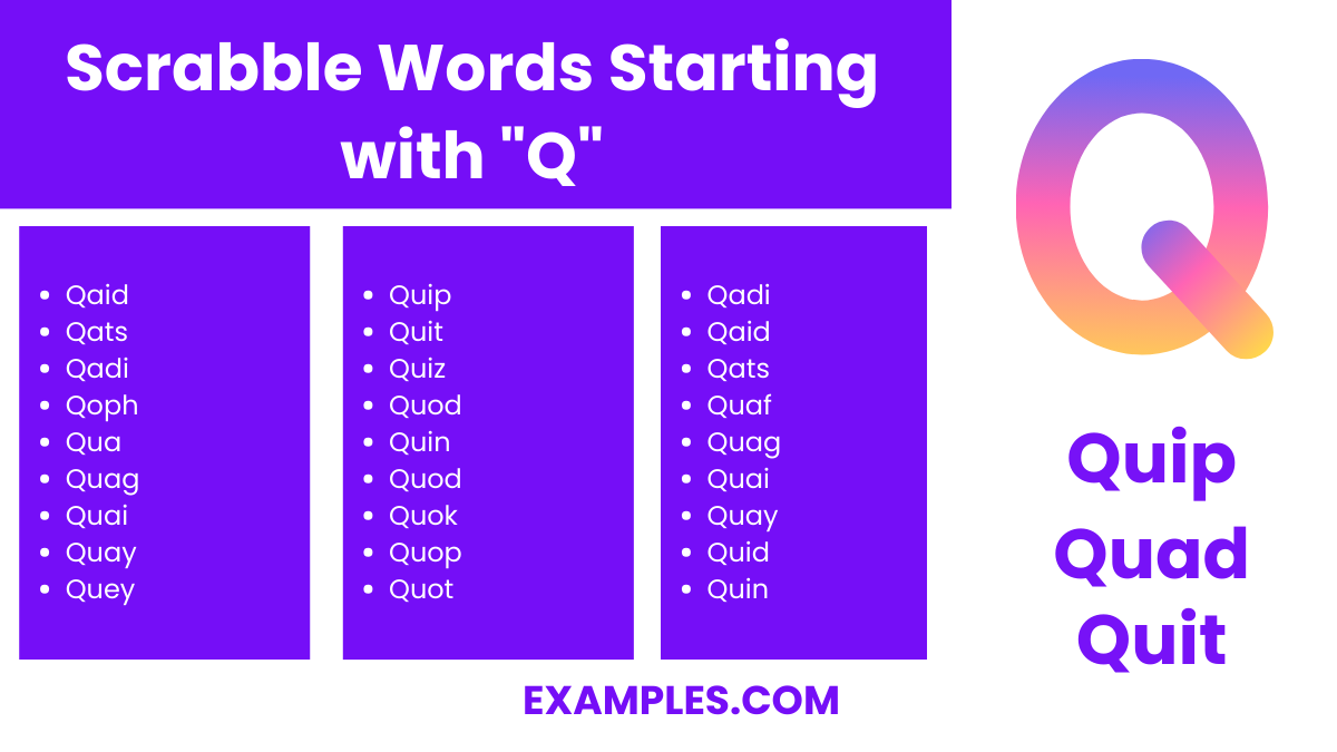scrabble words starting with q