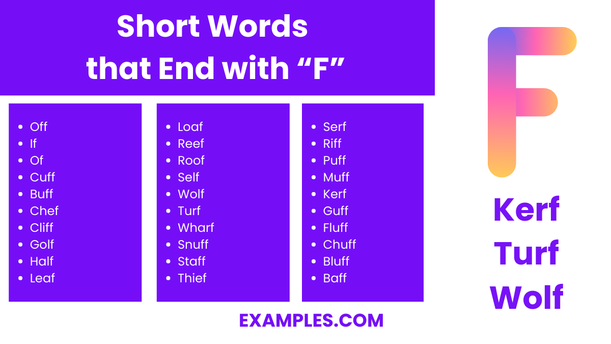 short word that end with f