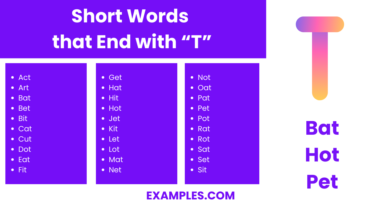 short word that end with t