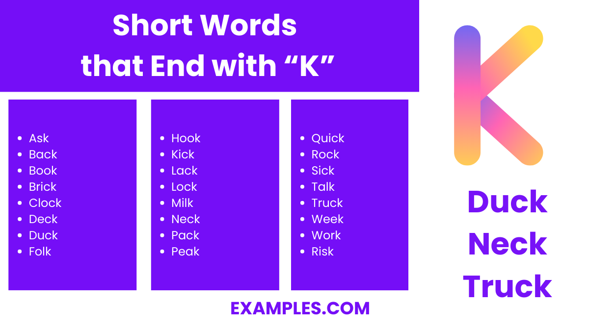 short word that ends with k