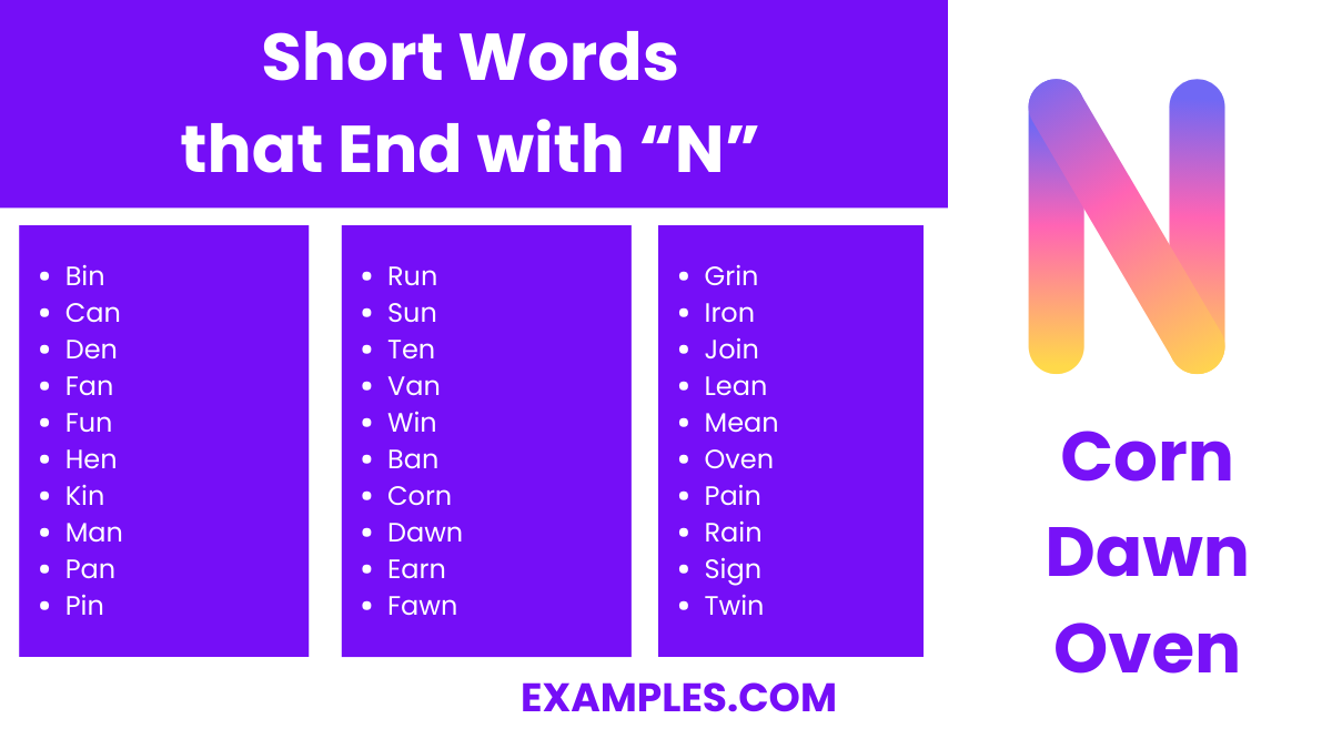 short word that ends with n