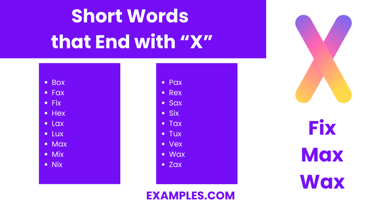 short words that end with x