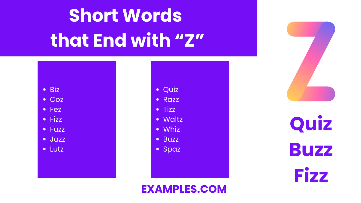 Words that End with Z 150+ List, Meaning, PDF