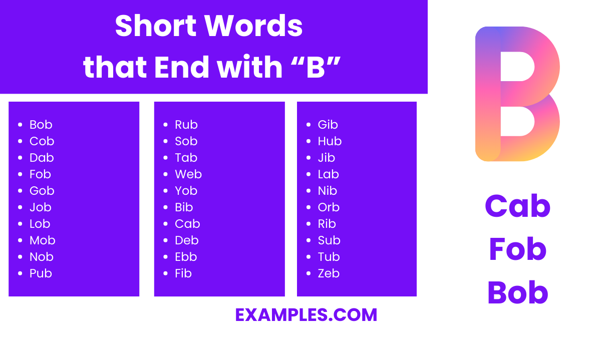 short words that end with “b”