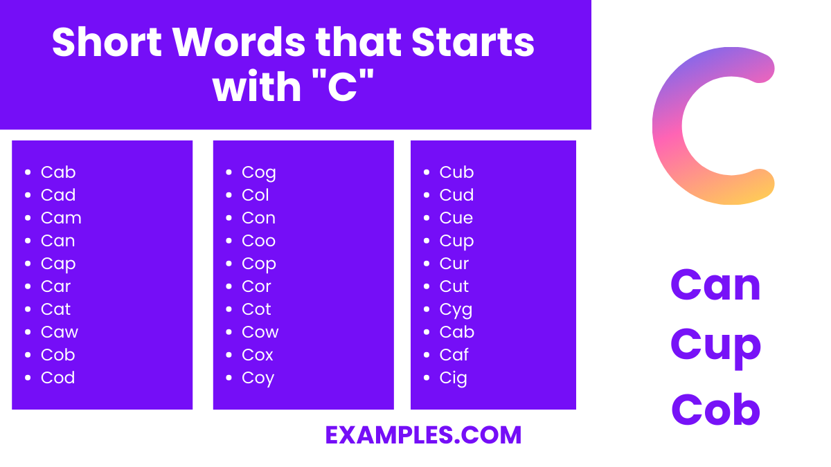 short words that starts with c