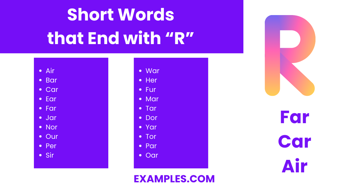 short words that end with r