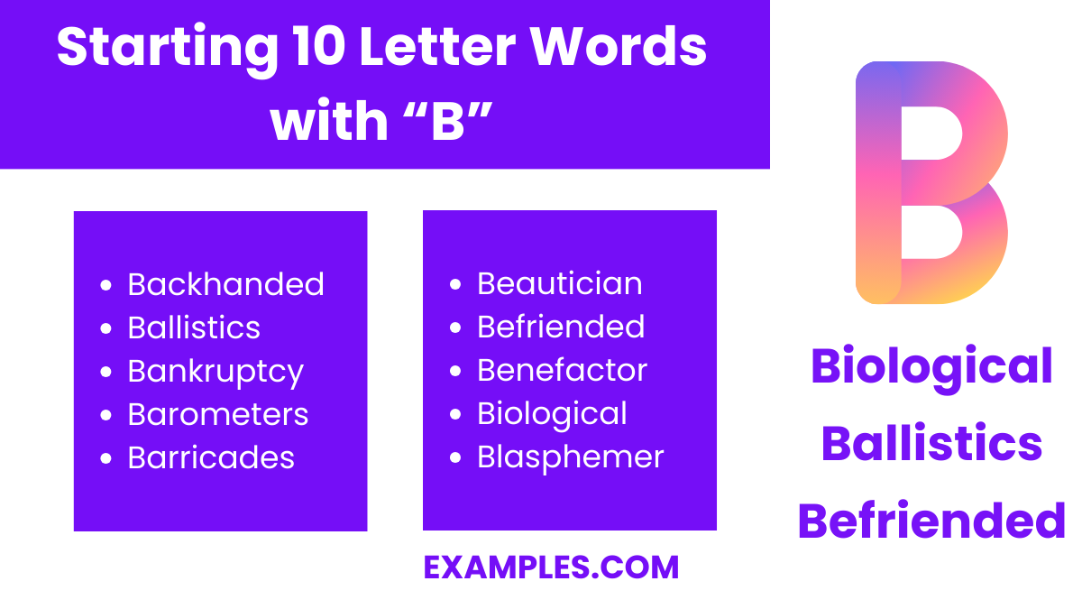 starting 10 letters word with b