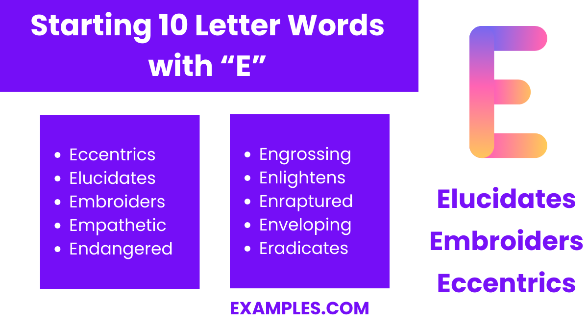 starting 10 letters word with e