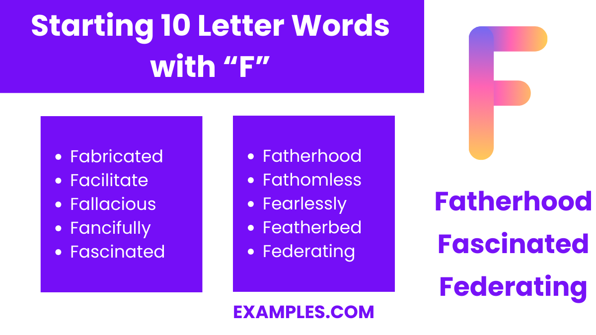 starting 10 letters word with f