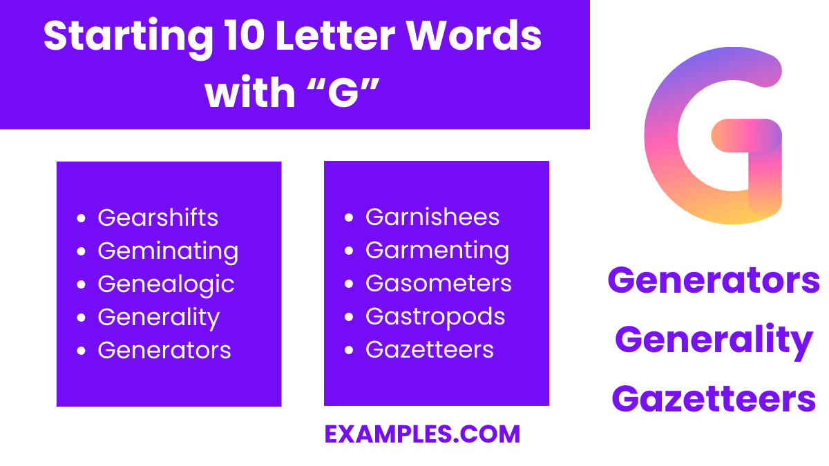 starting 10 letters word with g
