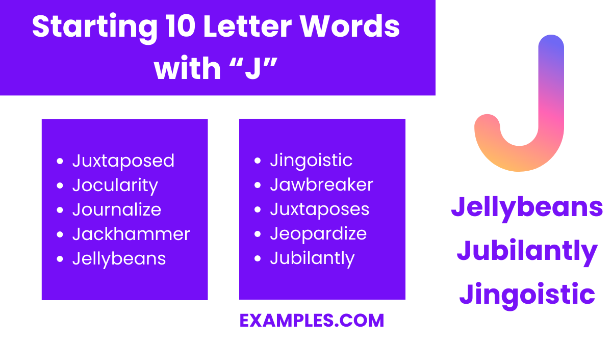 starting 10 letters word with j