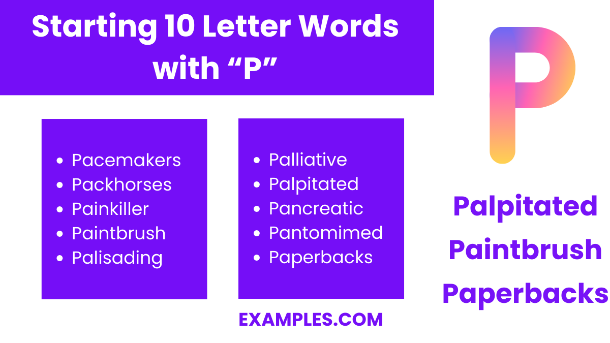 starting 10 letters word with p