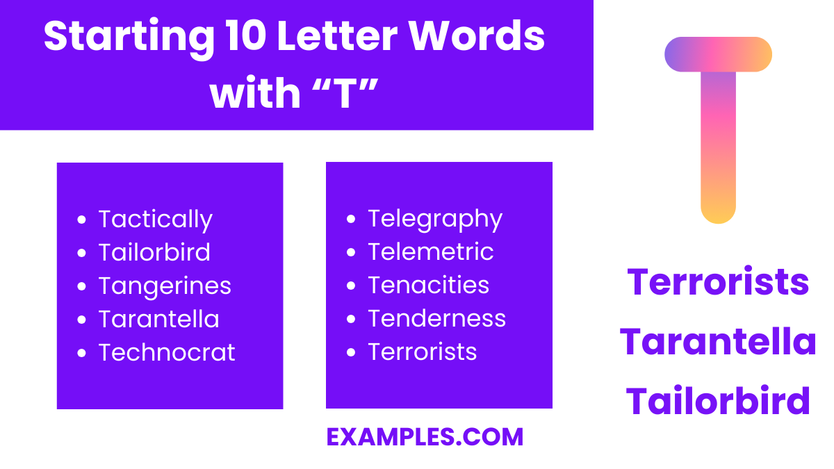 starting 10 letters word with t