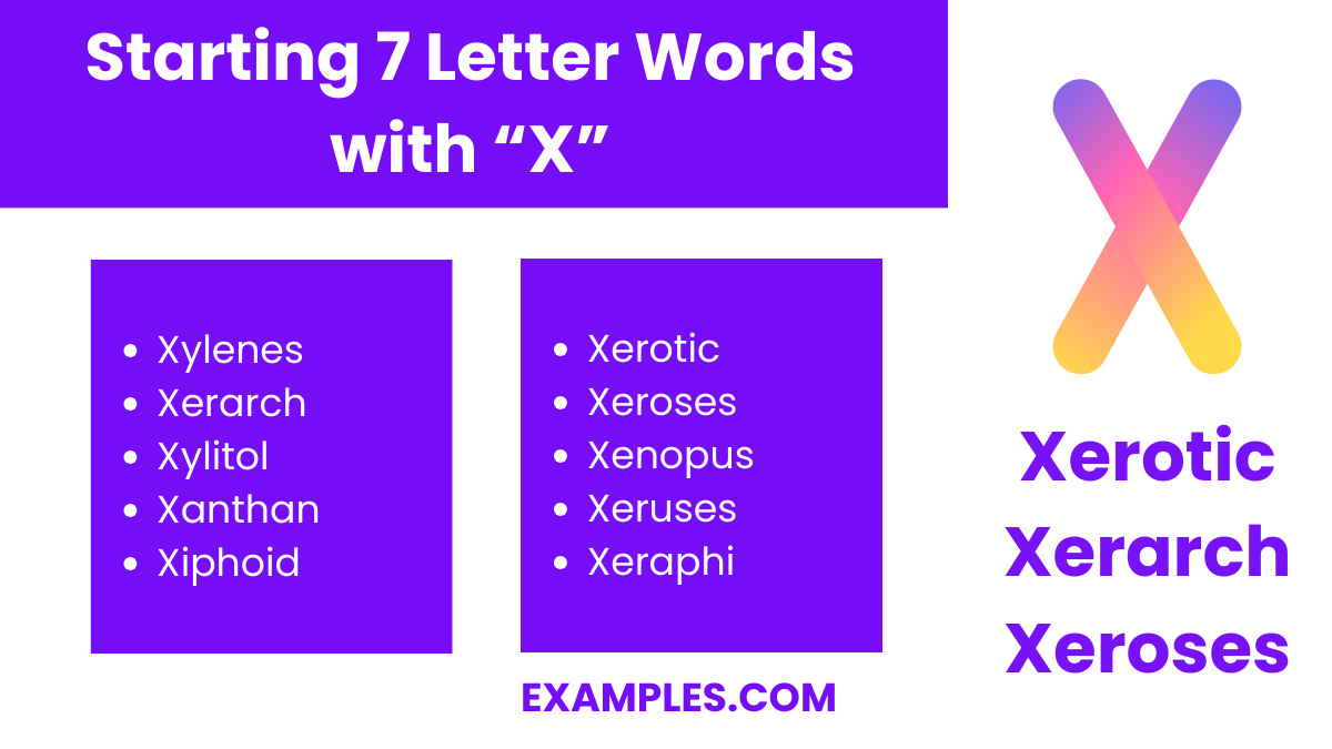 starting 7 letters word with x