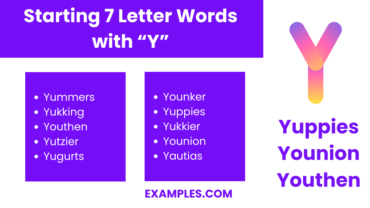 starting 7 letters word with y