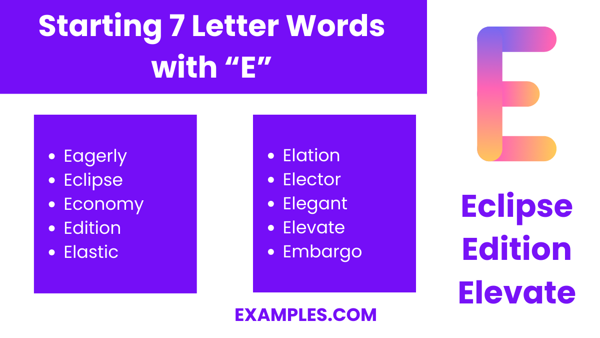 starting 7 letters words with e