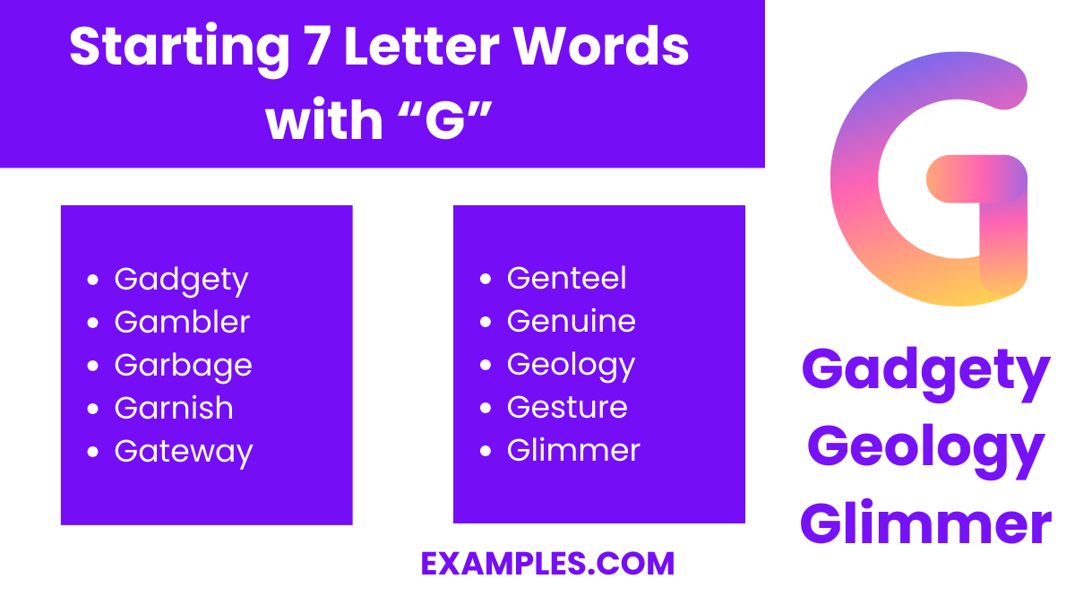 starting 7 letters words with g