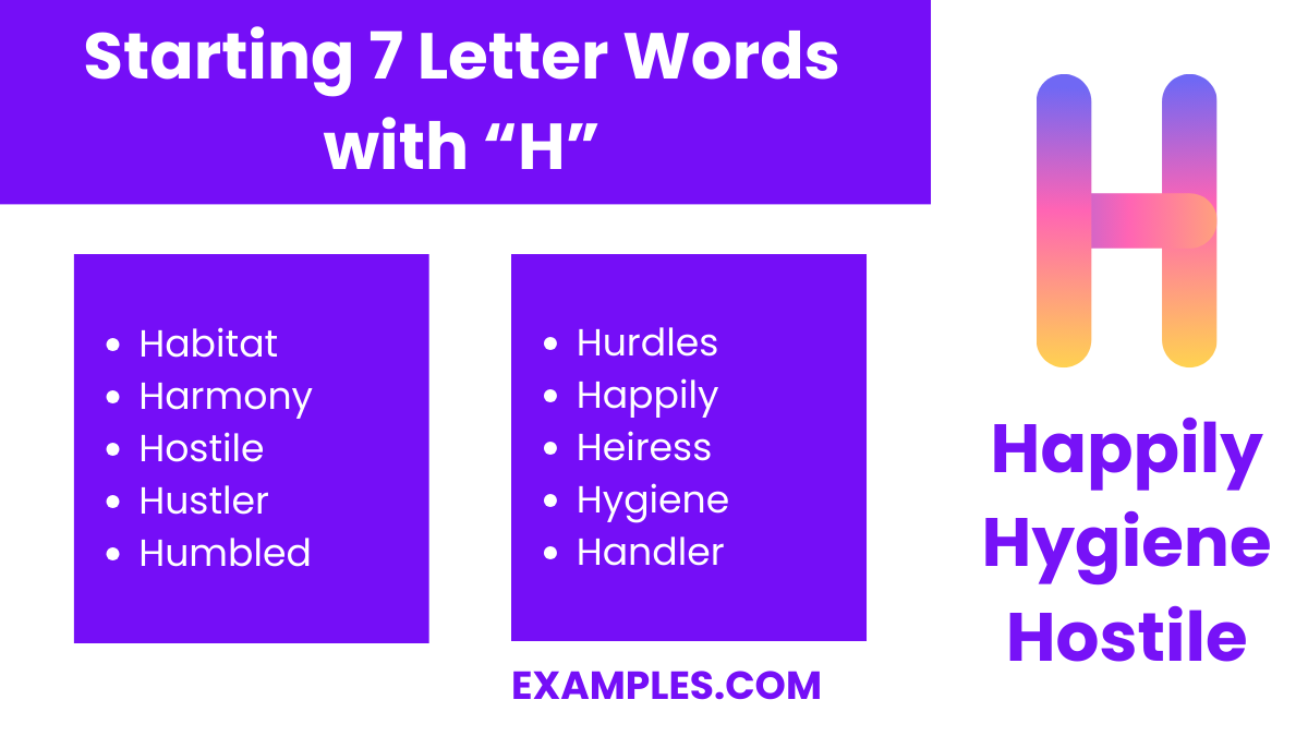starting 7 letters words with h