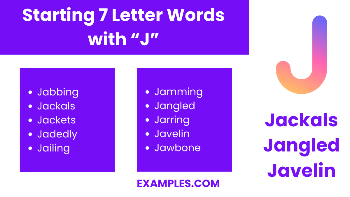 starting 7 letters words with j