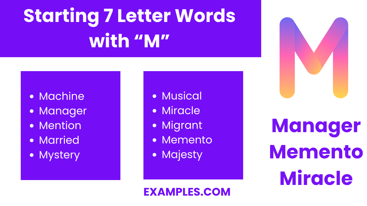starting 7 letters words with m