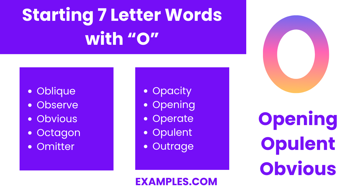 starting 7 letters words with o