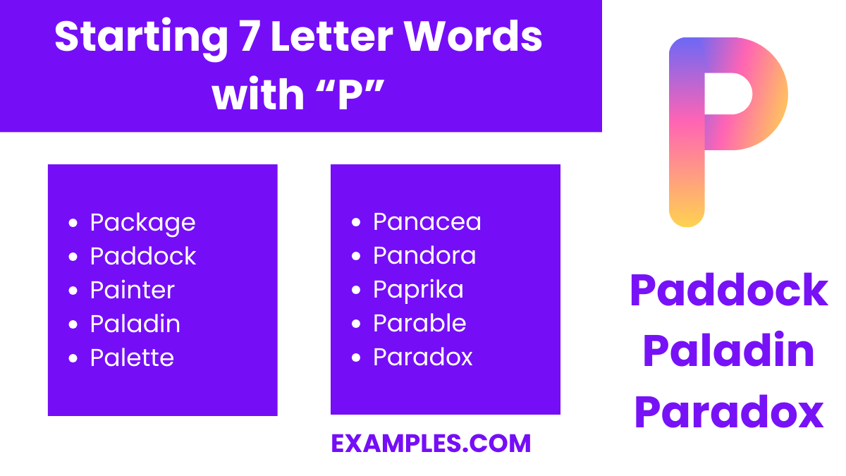 starting 7 letters words with p