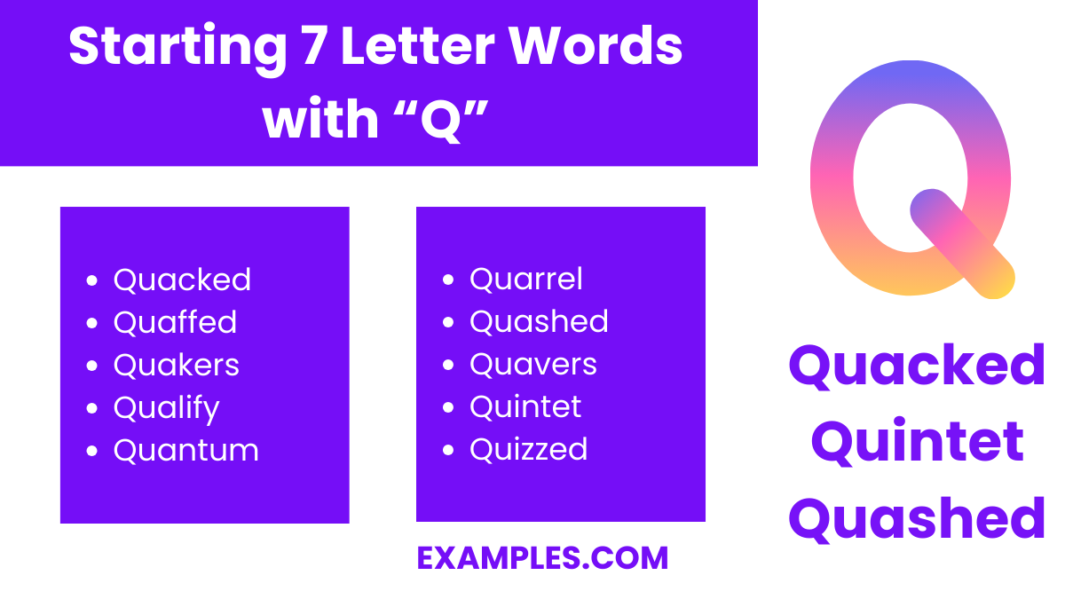 starting 7 letters words with q