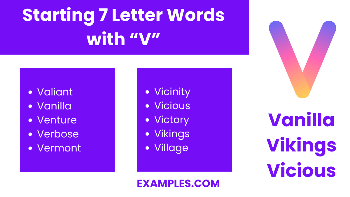 starting 7 letters words with v