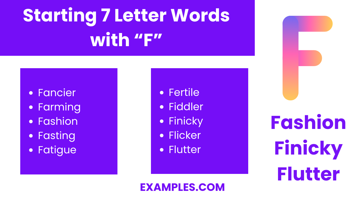 starting 7 letters words with a f