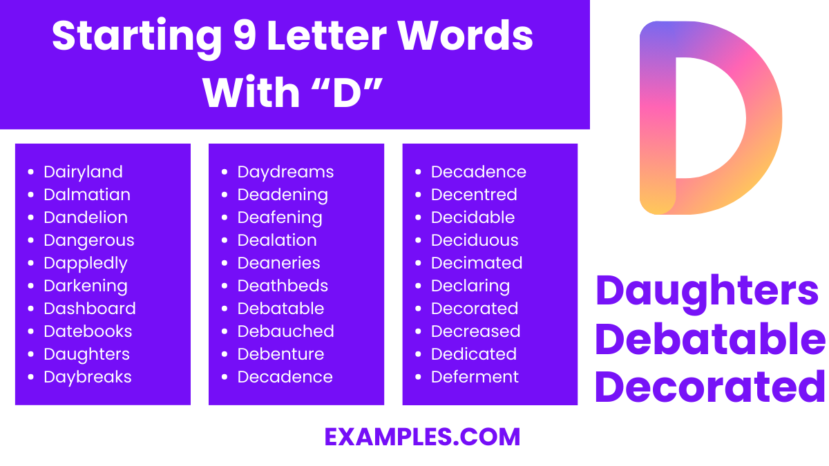 starting 9 letter words with d