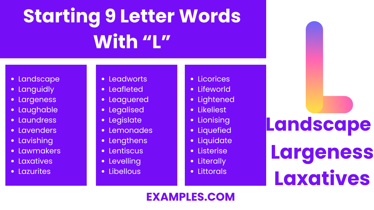 starting 9 letter words with l