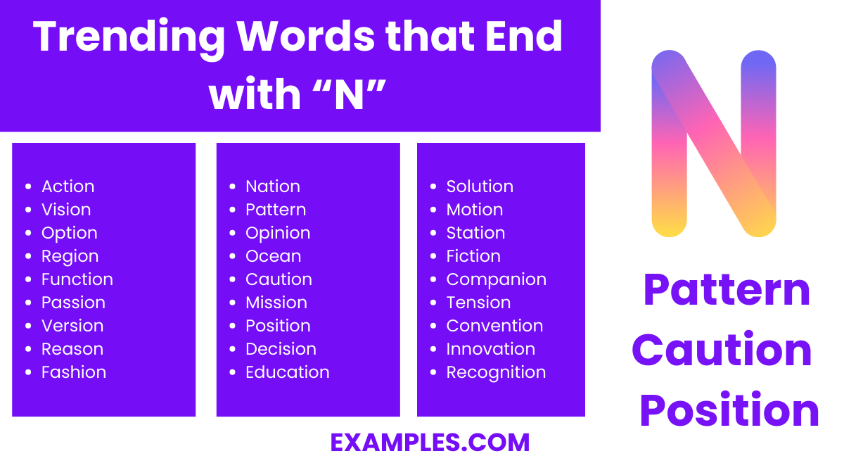 trending words that end with n