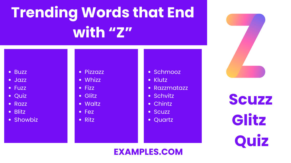 Words That End With Z 150 List Meaning PDF