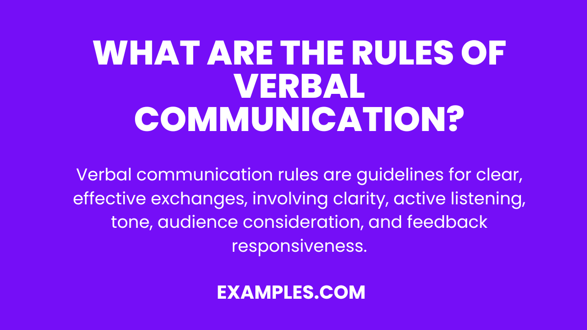 what are the rules of verbal communication